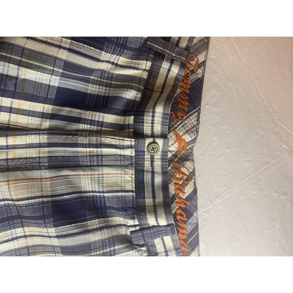 Men's‎ Tommy Bahama Blue Plaid Relaxed Textured Silk Blend Golf Shorts- Size 38 - Picture 10 of 13